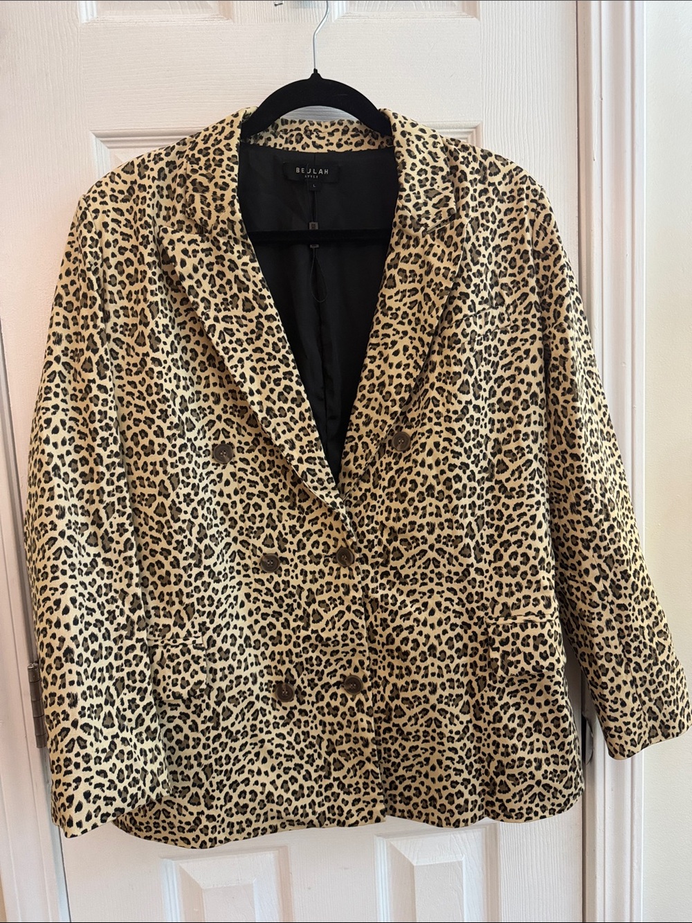 BEULAH Leopard Print Double Breasted Blazer Size Large